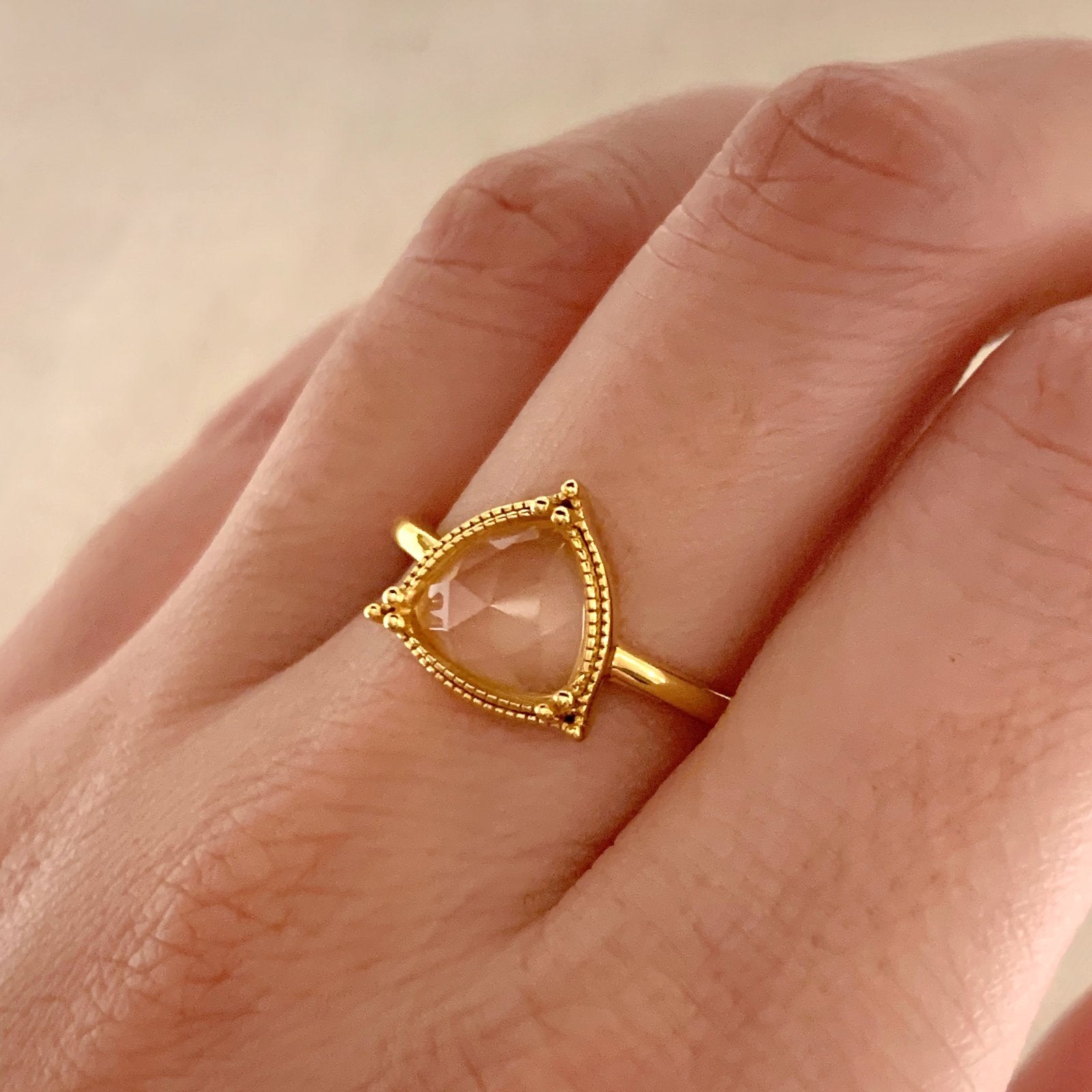 Pear shaped rose outlet quartz ring
