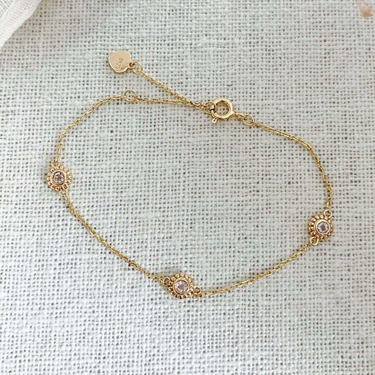 Gold Triplet Rose Quartz Bracelet