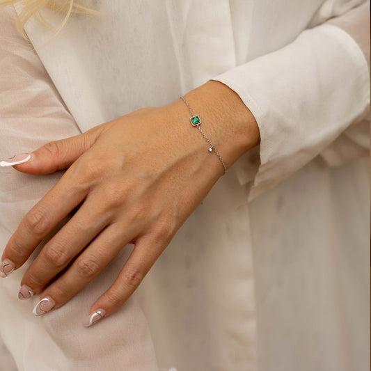 Bracelet Carré Vert CZ