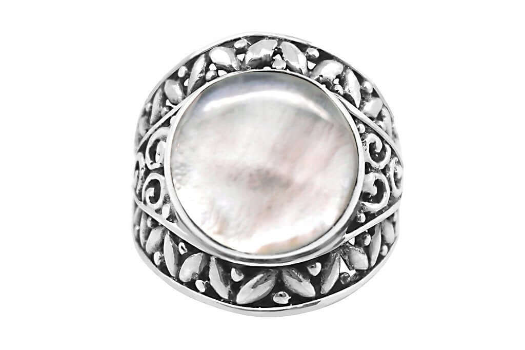 Silver Mother of Pearl Gypsy Ring