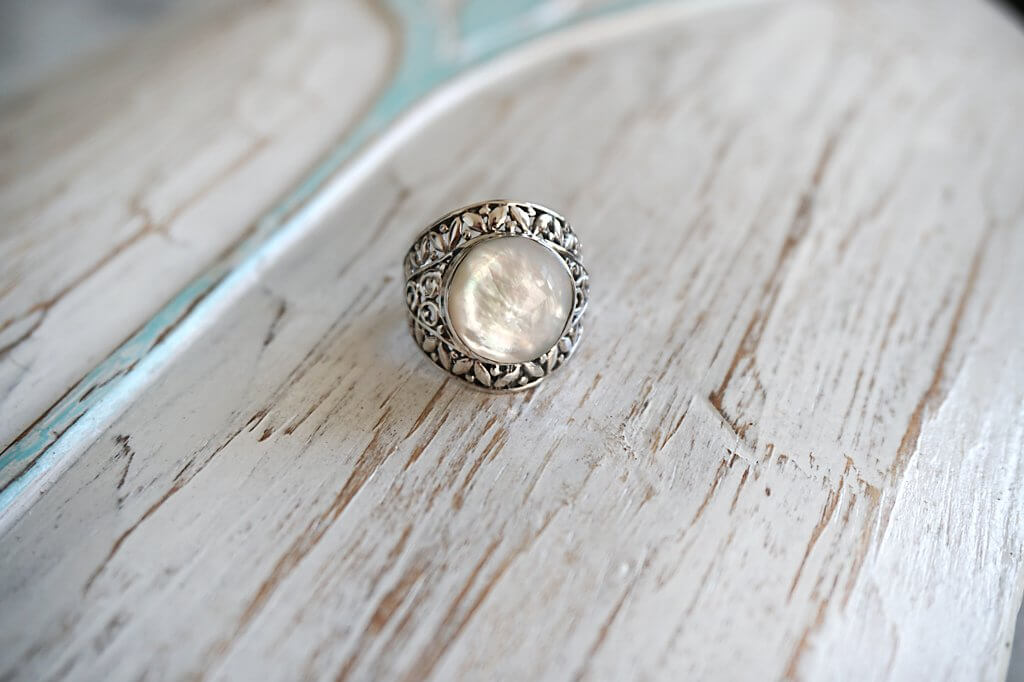 Silver Mother of Pearl Gypsy Ring