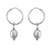sterling silver hoop earrings pearl pendant handmade bohemian kemmi jewelry