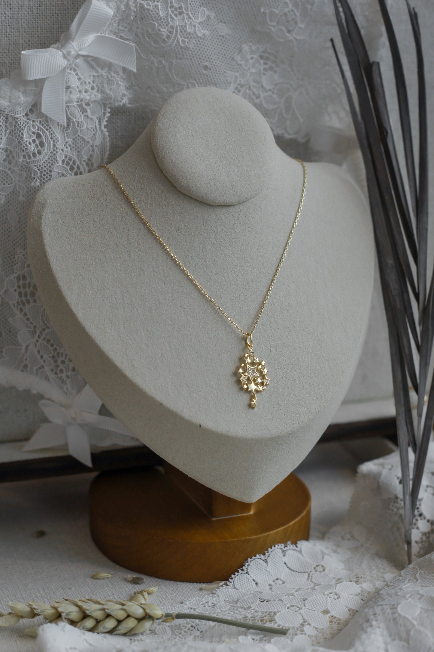 Gold Flake CZ Necklace