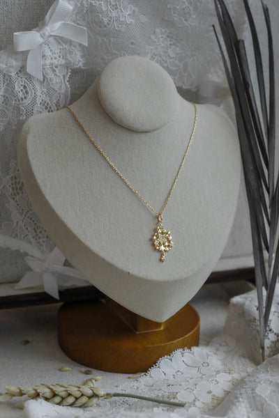 Gold Flake CZ Necklace