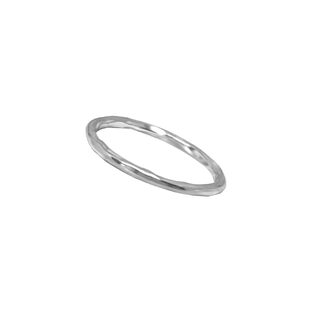 silver ring plain band irregular shape stackable style classic handmade
