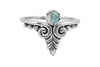 bague délicate en argent sterling avec pierre de lune arc-en-ciel collection boho kemmi faite à la main