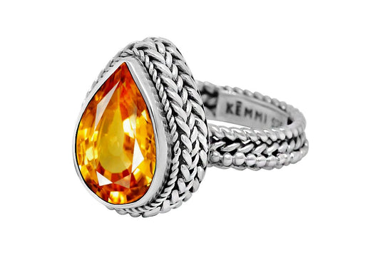 déclaration bague en argent sterling fait à la main bohème citrine quartz bijoux collection kemmi