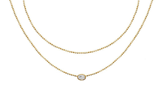 layered style 18k yellow gold necklace single pendant cubic zirconia gold vermeil kemmi collection