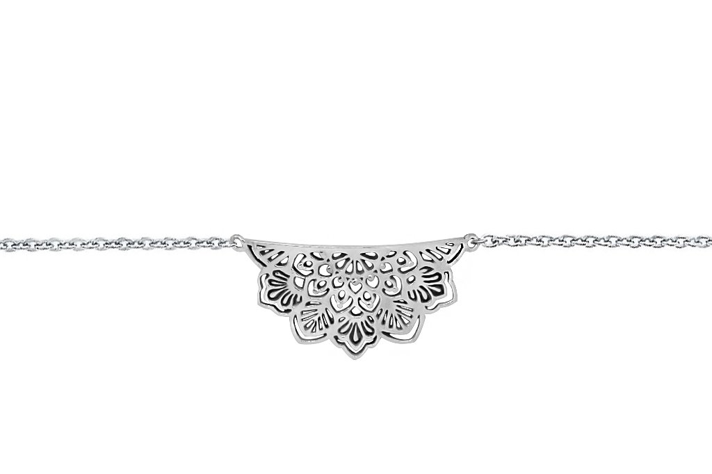 sterling silver lotus mandala charm bracelet boho chic handmade festival gypsy jewelry kemmi collection