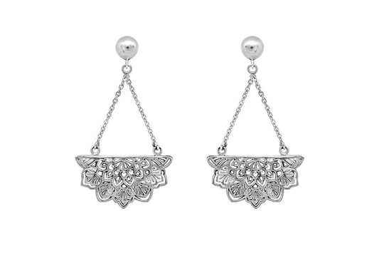 Boucles d'oreilles Lotus Mandala en argent