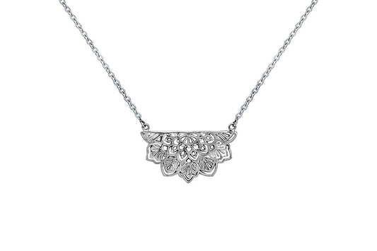Sterling silver lotus mandala charm necklace bohemian gypsy boho chic handmade jewelry kemmi collection