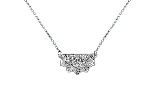Sterling silver lotus mandala charm necklace bohemian gypsy boho chic handmade jewelry kemmi collection