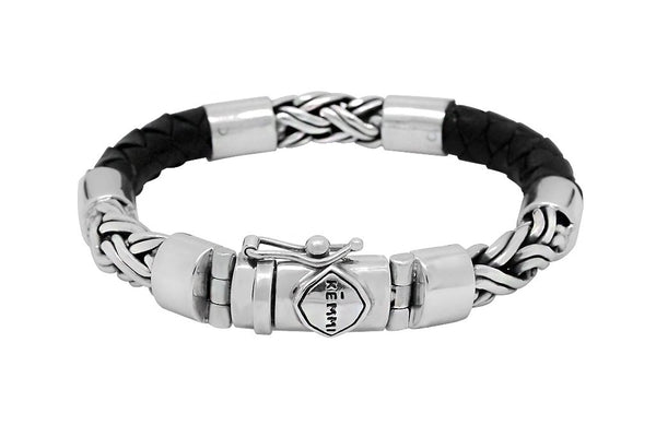 Men's Leather Silver Mateo Bracelet Jewelry for Men – KEMMI