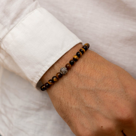 Bracelet homme en perles d'oeil de tigre