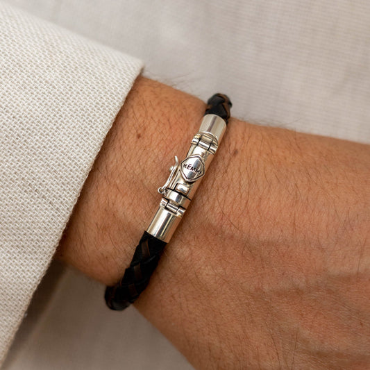 Men's Owen Black and Brown Leather Bracelet