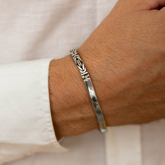 Bracelet barre d'argent pour homme