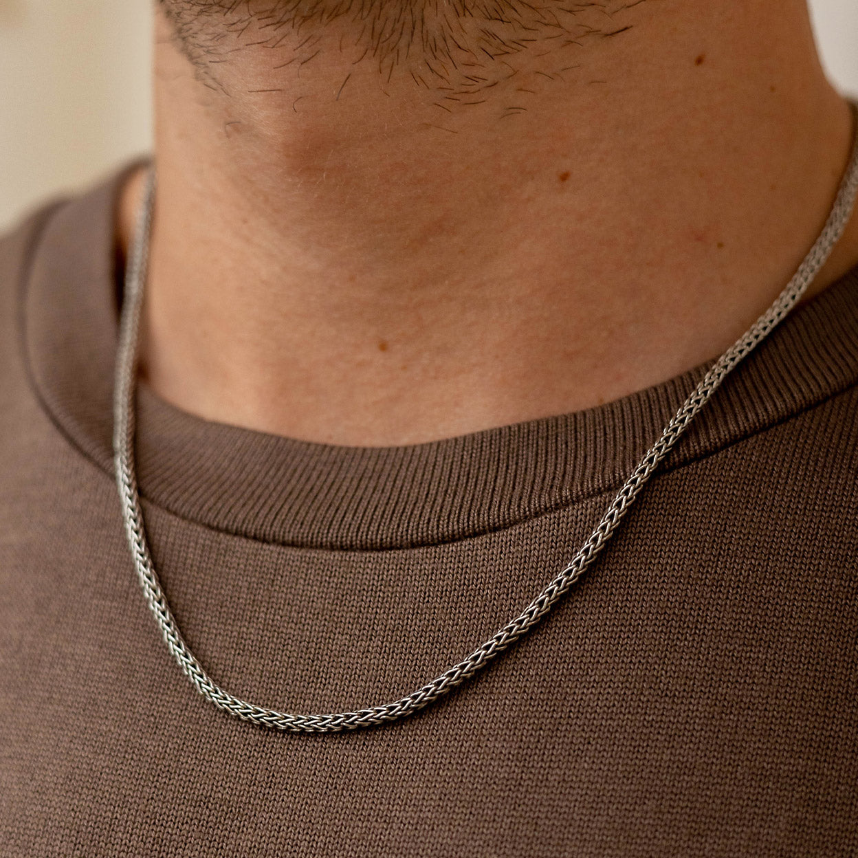 Chaîne de collier mini serpent en argent