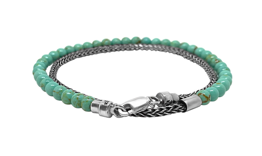 bracelet double tour en argent sterling perles de jade d'arizona fermoir homard accessoire collection kemmi