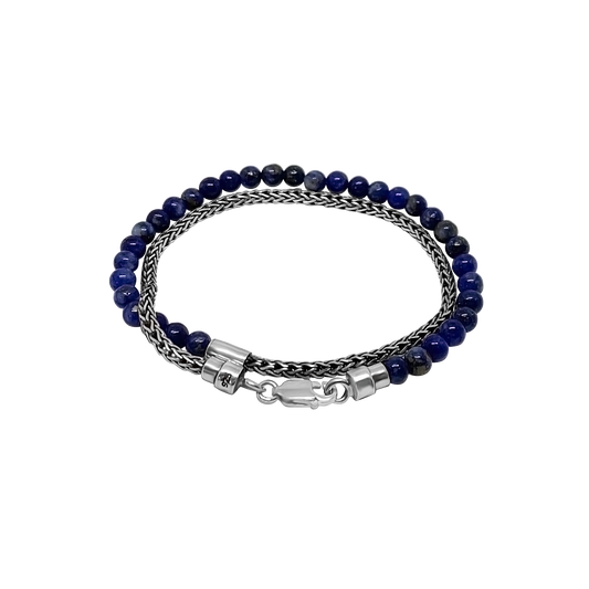 Argent Mini Chaîne Bleu Lapis Perles