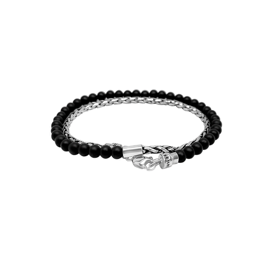 sterling silver double wrap bracelet black matte onyx beads lobster clasp accessory jewelry kemmi collection