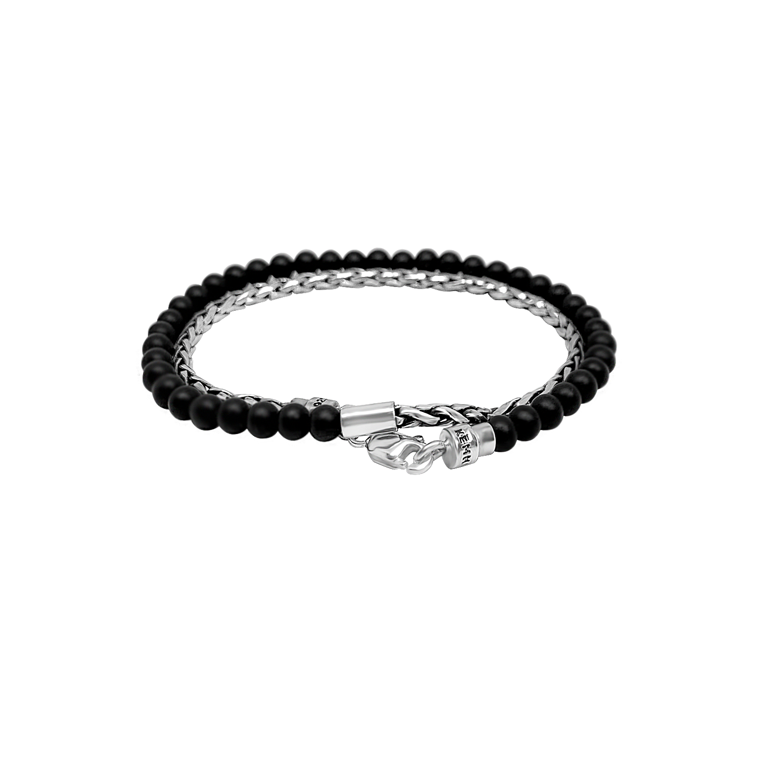sterling silver double wrap bracelet black matte onyx beads lobster clasp accessory jewelry kemmi collection