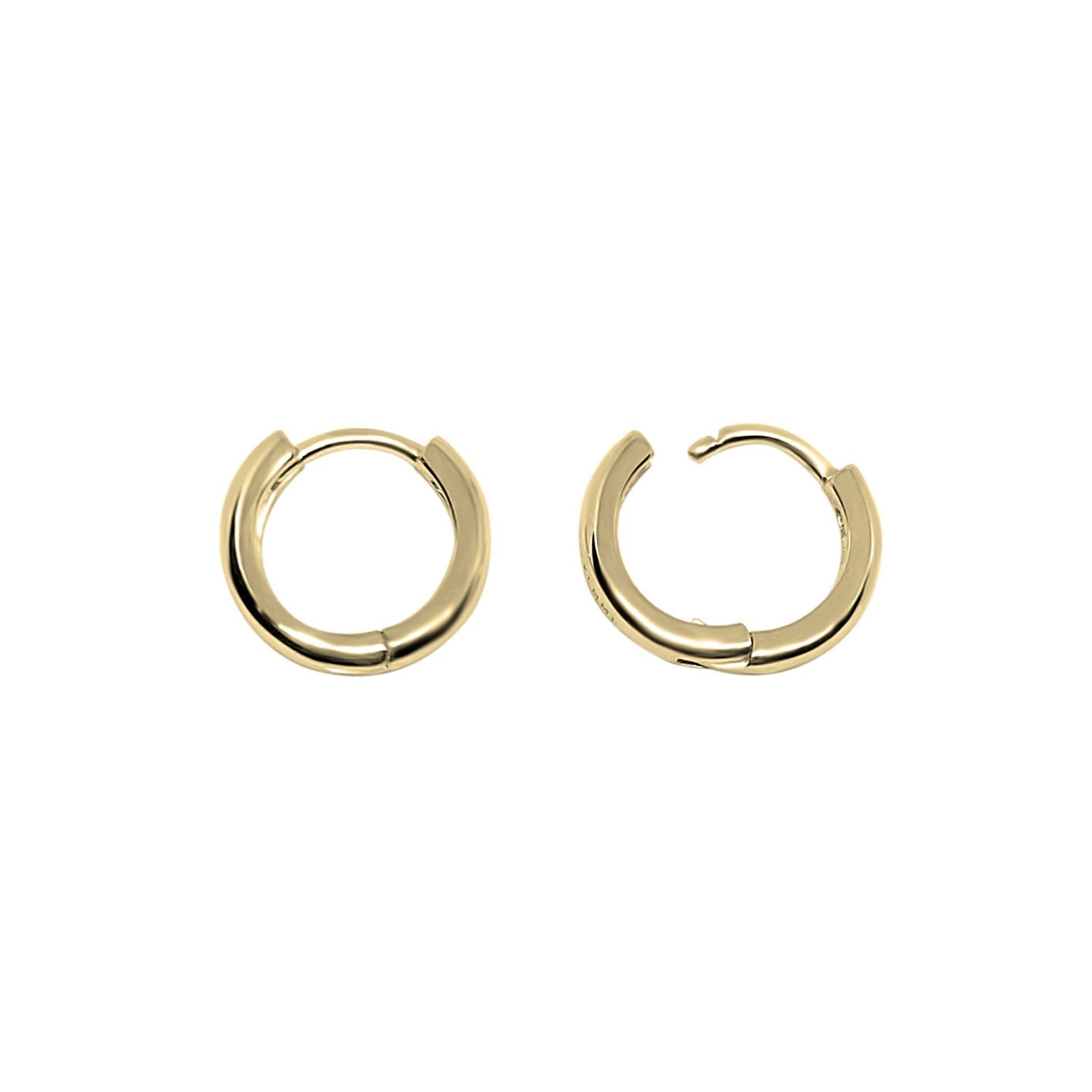 18k gold hoop earrings huggie hinge snap closure clasp every minimal jewelry kemmi colletion boho chic handmade