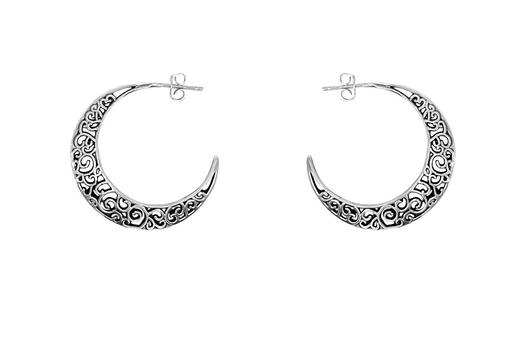 Women's moon shape earrings sterling silver bohemian jewelry style kemmi collection
