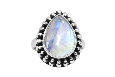 large moonstone silver ring bohemian gypsy festival jewels kemmi collection