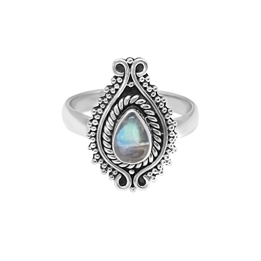 bague en argent sterling pierre de lune style bohème chic bijoux kemmi collection fait main boho