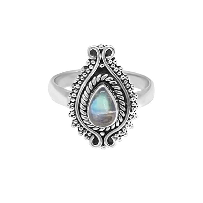 sterling silver ring moonstone bohemian chic style jewelry kemmi collection handmade boho