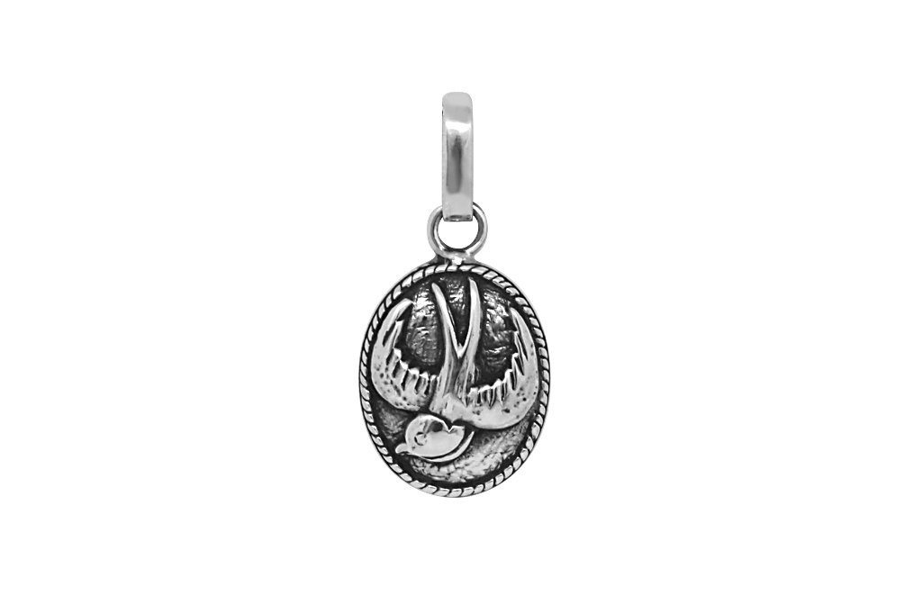 Pendentif moineau en argent pour homme