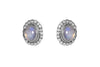 Silver Oval Moonstone Stud Earrings