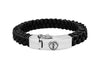 men's black leather bracelet sterling silver closure clasp modern style kemmi collection