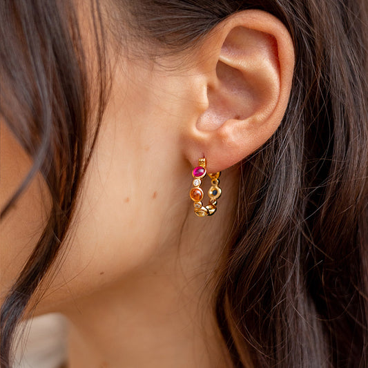 Rainbow CZ Hoops Earrings