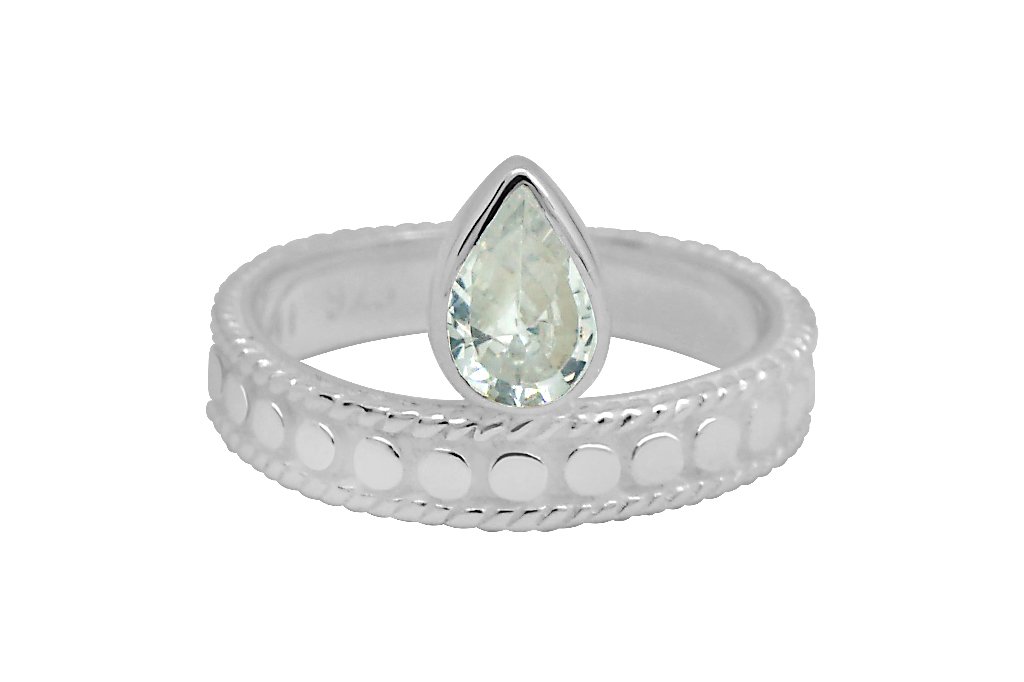 women's white sterling silver handmade ring cubic zirconia stone stackable style jewelry kemmi collection