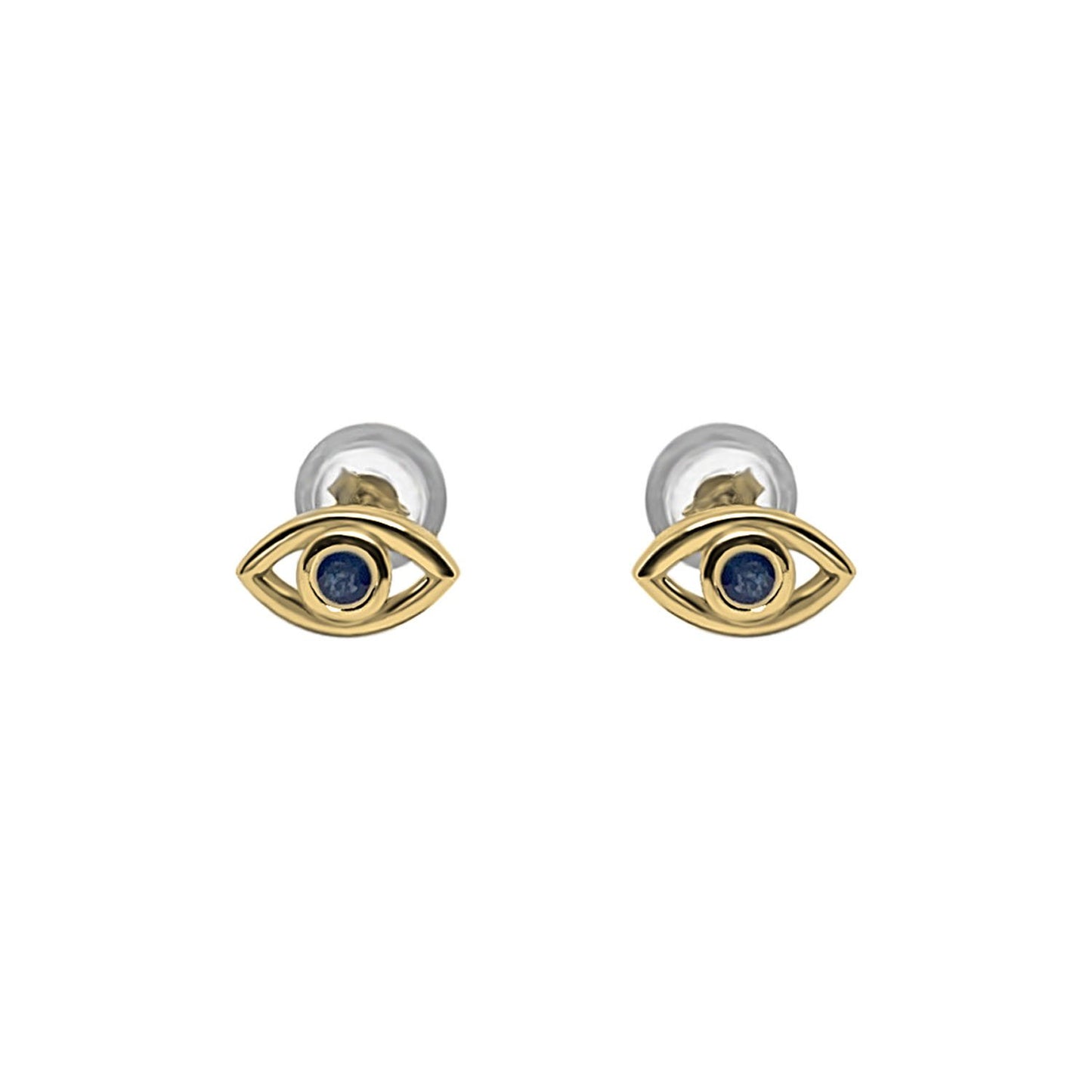 eye stud earrings blue sapphire stone 18k gold vermeil classic style kemmi collection