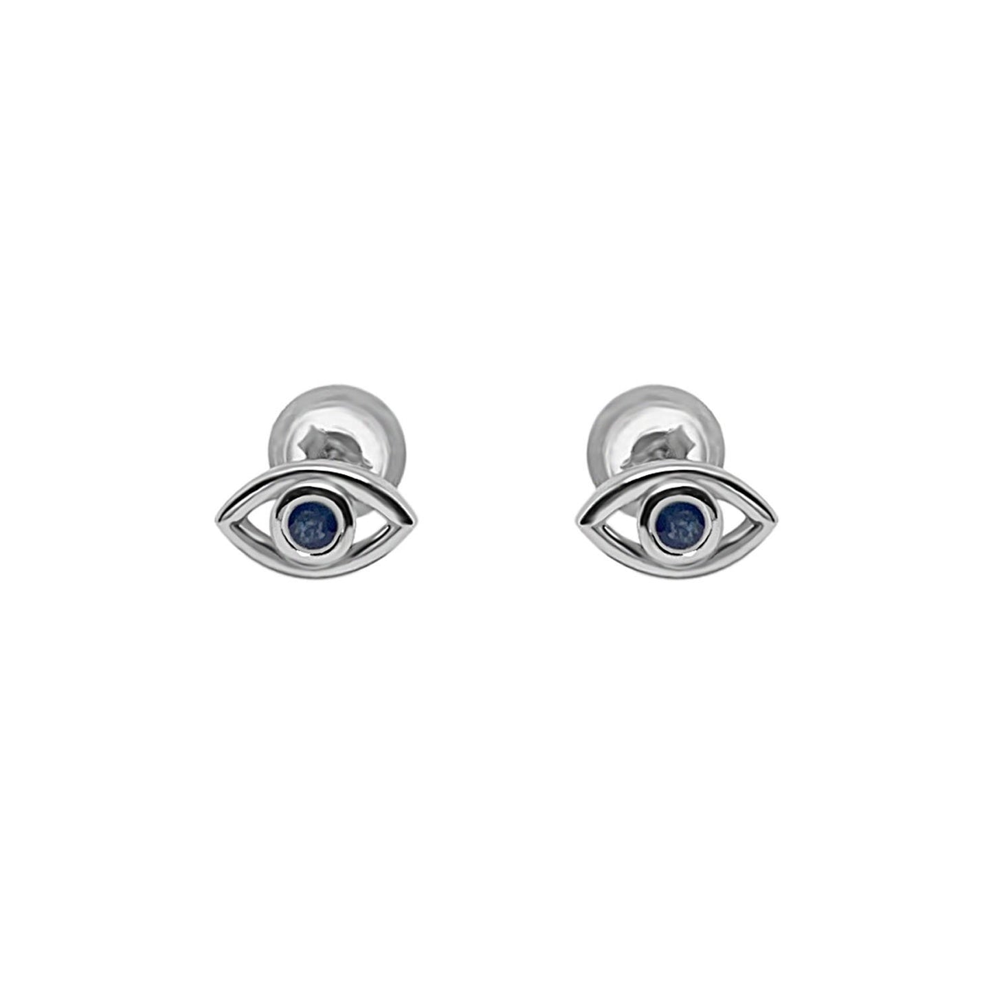 eye stud earrings blue sapphire stone sterling silver classic style kemmi collection