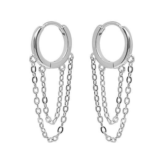 Double Chain Hoop Earrings