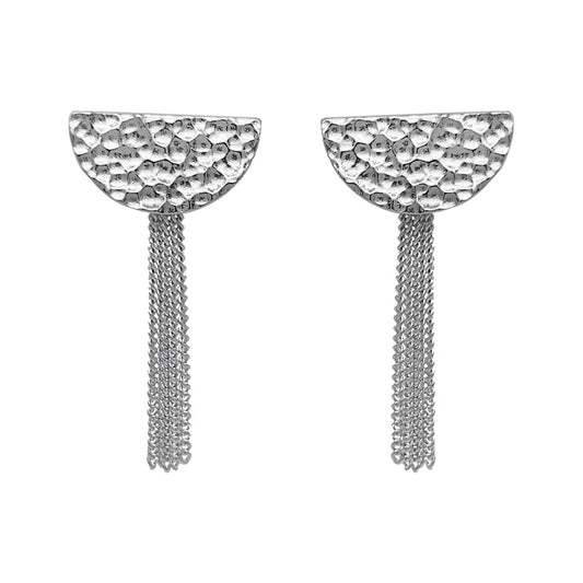 Half Moon Tassel Stud Earrings