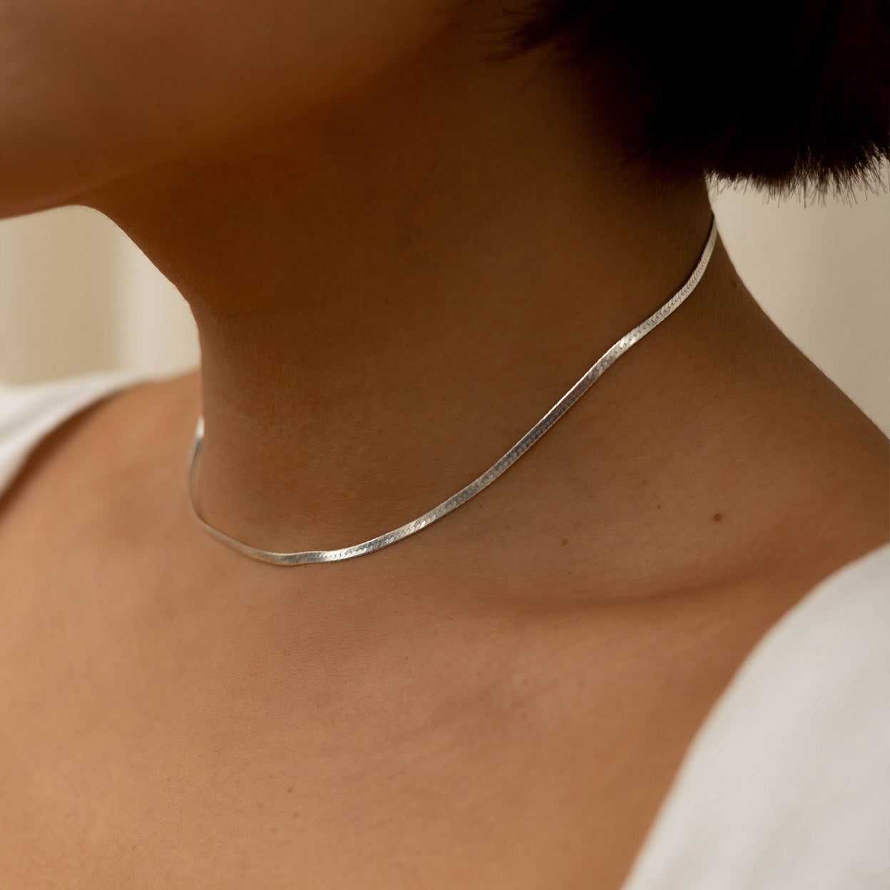 Silver Herringbone Necklace