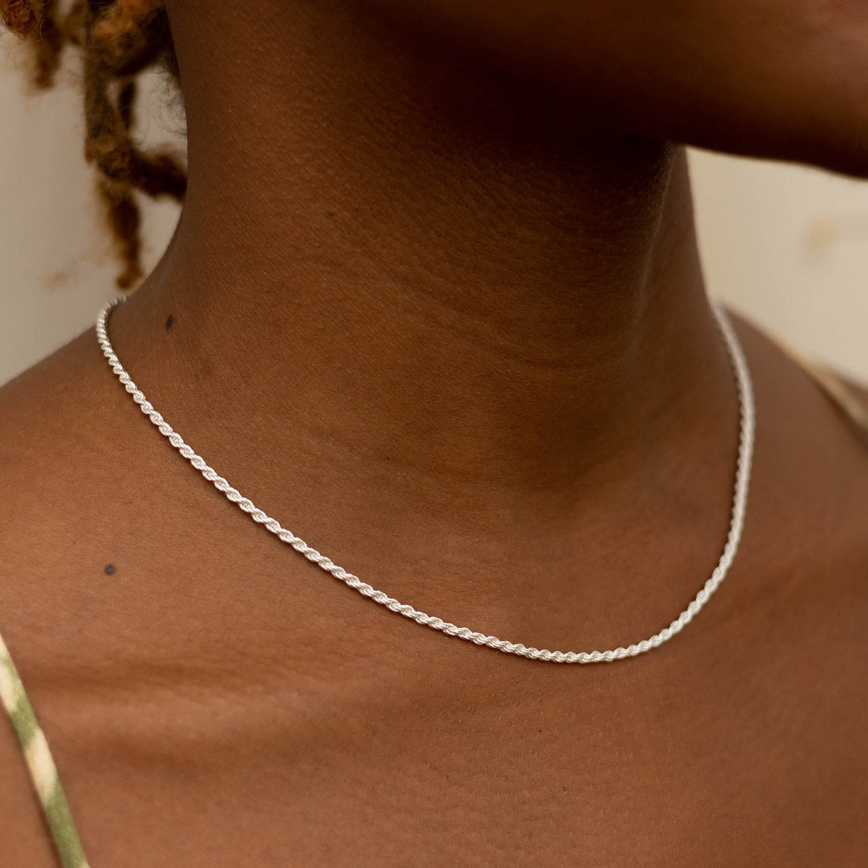 Silver Rope Chain Necklace | Vintage Women's jewelry Necklace 40cm length