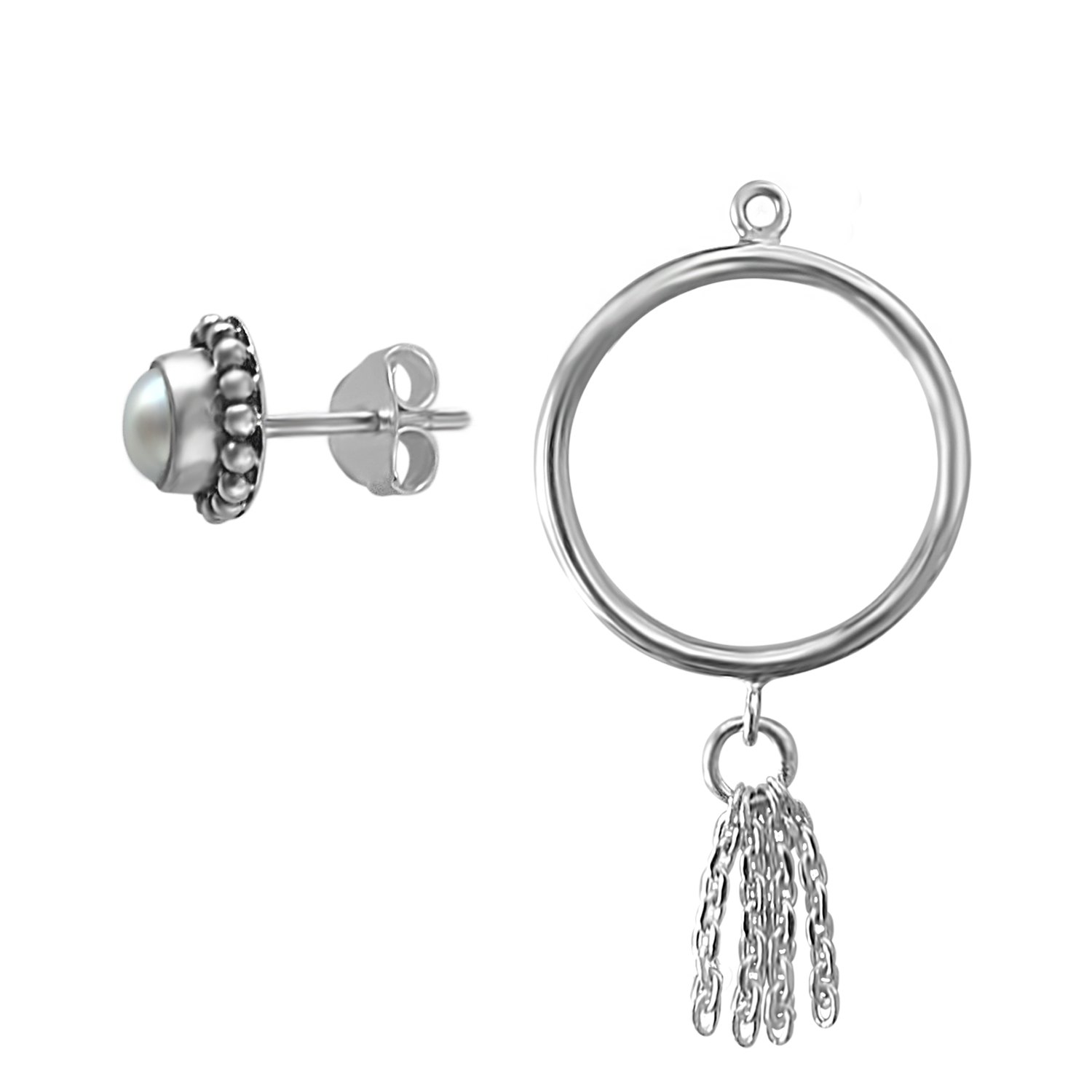 sterling silver handmade earrings studs natural pearl versatile kemmi jewelry boho style high quality