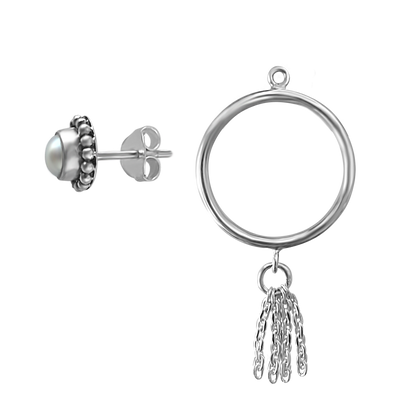 boucles d'oreilles faites à la main en argent sterling clous perle naturelle bijoux kemmi polyvalents style boho de haute qualité