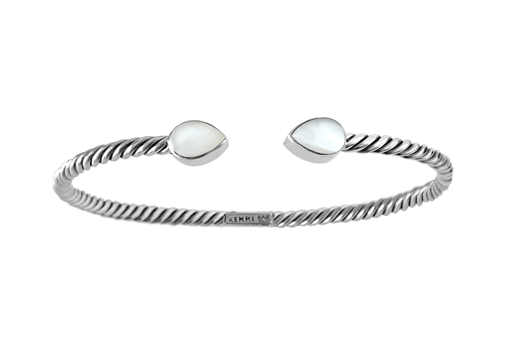 Silver Twisted Pear Mother of Pearl Cuff