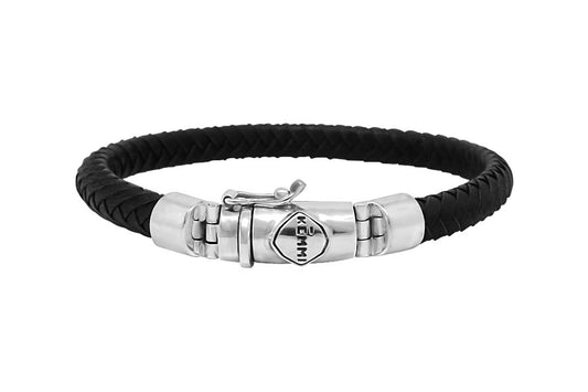 Bracelet en cuir pour homme fait à la main en argent sterling bijoux de style classique Collection Kemmi