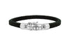 men's black leather bracelet classic silver closure modern style everyday jewelry Kemmi Collection