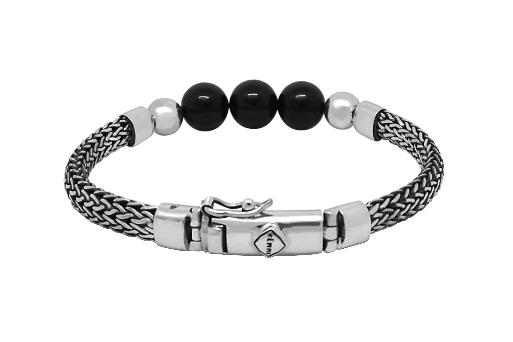 Bracelet en perles d'onyx chaîne serpent