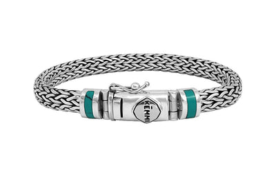 men's sterling silver statement bracelet turquoise stone modern snake chain Kemmi Collection