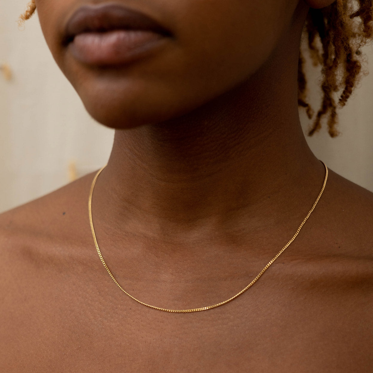 Solid Gold Curb Chain Necklace
