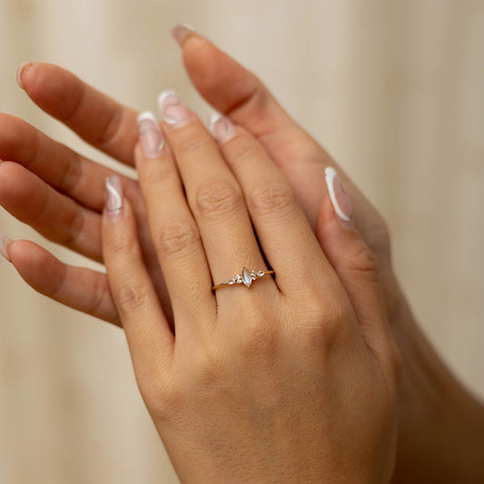 Solid Gold Genesis Moonstone & White Sapphire Ring